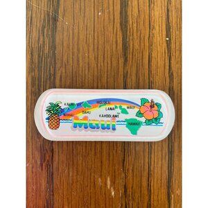 1990s Maui Hawaii Souvenir Fridge Magnet With Rainbow Pineapple & Hibiscus Desig